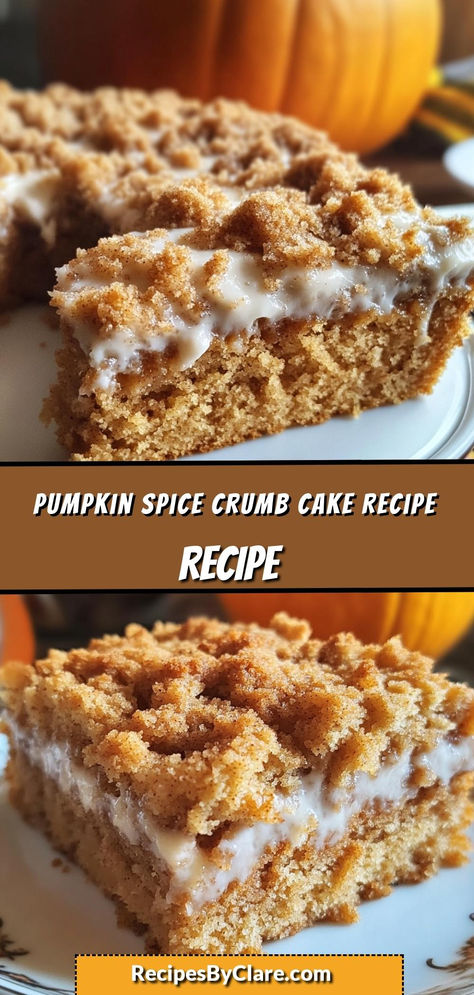 This moist and flavorful pumpkin spice cake is the perfect fall treat! Topped with a crunchy cinnamon crumb layer, every bite brings the warm essence of autumn spices. The combination of pumpkin and crumbly topping makes this cake irresistible.

Ingredients:

1 cup pumpkin puree
1/2 cup brown sugar
1 1/2 cups all-purpose flour
1 tsp pumpkin spice
This cake is perfect for cozy fall mornings or an indulgent evening dessert with its moist texture and spiced crunch. Pumpkin Cake 2 Ingredients, Gooey Crumble Pumpkin Cake, Pumpkin Cream Cheese Crumb Cake, Pumpkin Spiced Coffee Cake, Spice Cake Pumpkin Bars, Pumpkin Cheesecake Coffee Cake, Easy Pumpkin Crunch Cake, Pumpkin Moist Cake, Pumpkin Coffee Cake With Maple Glaze