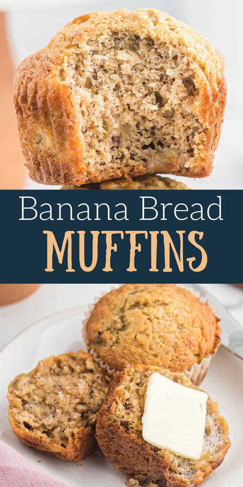 These are the best banana bread muffins and are so easy to make. Everyone in my family loves them, and a batch won’t last long! If you find yourself with extra ripe bananas to use up, put them to good use with this delicious muffin recipe. Small Banana Bread Recipe Easy, Banana Muffins Easy 3 Ingredients Healthy, Banana Bread Recipe Cupcakes, Using Up Ripe Bananas, 4 Ripe Banana Recipes, Simple Banana Muffin Recipe, Easy Recipes Using Bananas, Healthy Recipes With Ripe Bananas, What To Make With Overripe Bananas