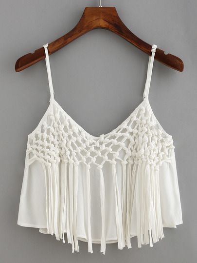 White Crochet Tank Top, Macrame Clothes, Art Macramé, Macrame Fringe, White Crop Tank, Crop Cami Top, Macrame Dress, Crochet Tank Top, Crochet Tank