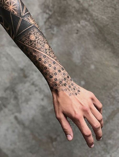 50 Coolest Geometric Tattoo Designs (2022) - The Trend Spotter Instagram Tattoos, Mangas Tattoo, Tattoo Band, Geometric Sleeve Tattoo, Sacred Geometry Tattoo, Cool Arm Tattoos, Muster Tattoos, Forearm Sleeve Tattoos, Geometry Tattoo