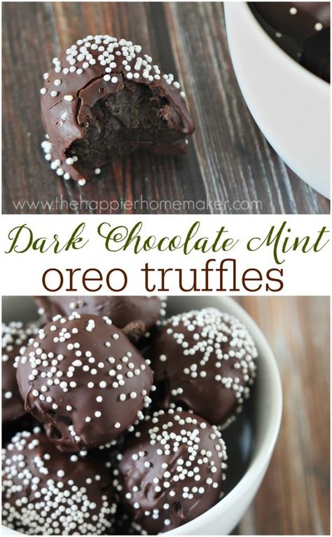 Mint Oreo Truffles, Oreo Truffles Recipe, Easy Truffles, Dark Chocolate Mint, Cookie Balls, Christmas Candies, Mint Oreo, Chocolate Oreo, Oreo Truffles