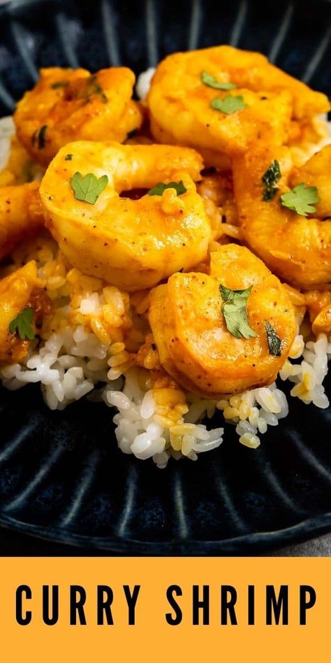 This Curry Shrimp recipe is an easy dish that you can make in less than 30 minutes! It’s so full of flavor and perfect sized over rice. Shrimp Recipe Easy, Curry Rice Recipes, Frozen Cooked Shrimp, Shrimp And Rice Recipes, Coconut Curry Shrimp, Seafood Meals, Shrimp Curry, Homemade Curry, Easy Main Dishes