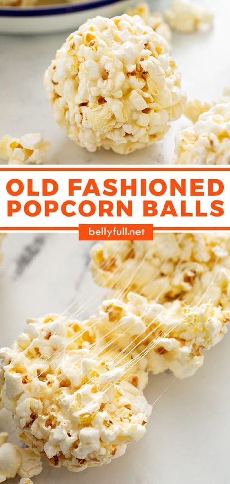 Old Fashioned Popcorn Balls from your childhood! This classic recipe is easy, sticky sweet, delicious, and timeless. Great for a party, holiday, or any occasion. Loved by kids and adults alike! Popcorn Balls Recipe Easy, Marshmallow Popcorn Balls, Make Marshmallows, Popcorn Balls Recipe, Popcorn Recipes Easy, Marshmallow Popcorn, Marshmallow Recipe, Vintage Popcorn, How To Make Marshmallows