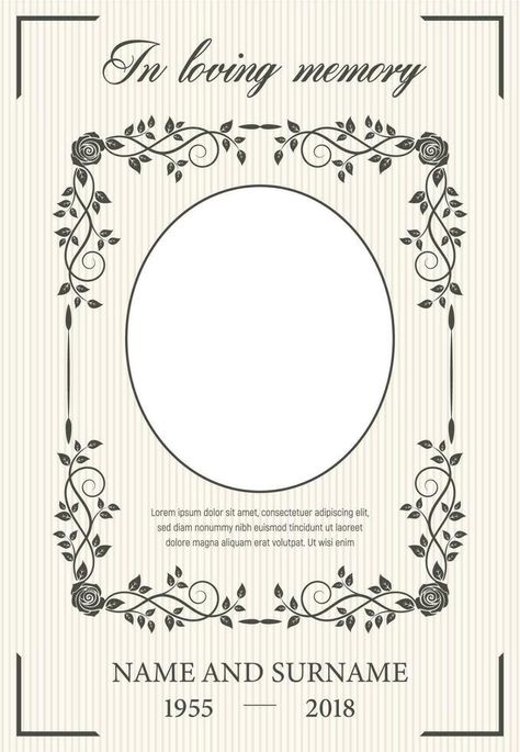 Funeral Templates Free, Family Tree Template Word, Frame For Photo, Memorial Cards For Funeral, School Newsletter Template, Folder Templates, Funeral Cards, Funeral Templates, Family Tree Template