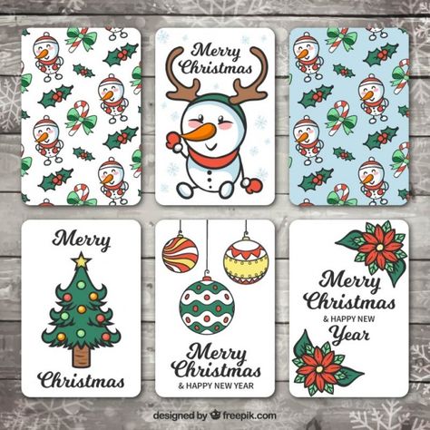 Variety of hand drawn christmas cards and happy new year Free Vector Cards Drawing Ideas, Christmas Card Drawing Ideas, Christmas Card Drawing, Happy New Year Drawing, Drawn Christmas Cards, Card Drawing Ideas, New Year Card Ideas, New Year Drawing, Drawing Ideas Aesthetic