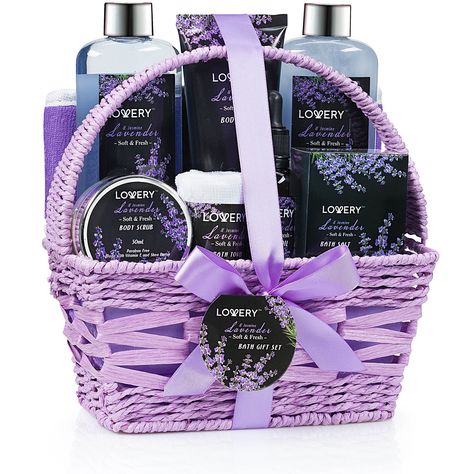 Home Spa Gift Basket Luxurious 9 Piece Bath and Body Set for Women/Men Lavender and Jasmine Scent  Contains Shower Gel Bubble Bath Body Lotion Bath Salt Scrub Massage Oil Loofah and Basket ** Want additional info? Click on the image. (Note:Amazon affiliate link) Spa Basket, Jasmine Fragrance, Jasmine Scent, Home Spa Treatments, Hello Friday, Spa Gift Basket, Bath Gift Set, Lavender Bath, Bath Gift