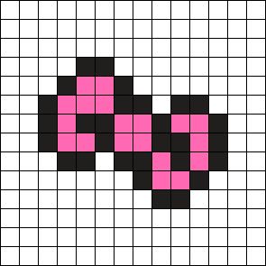 Hello Kitty Bow Perler Beads, Bow Perler Bead Patterns, Easy Pixel Art Hello Kitty, Pixel Art Ideas Hello Kitty, Easy Pixel Art Ideas Cute, Perler Bead Patterns Hello Kitty, Pearler Bead Patterns Easy Cute, Hello Kitty Perler Beads Pattern, Easy Kandi Patterns