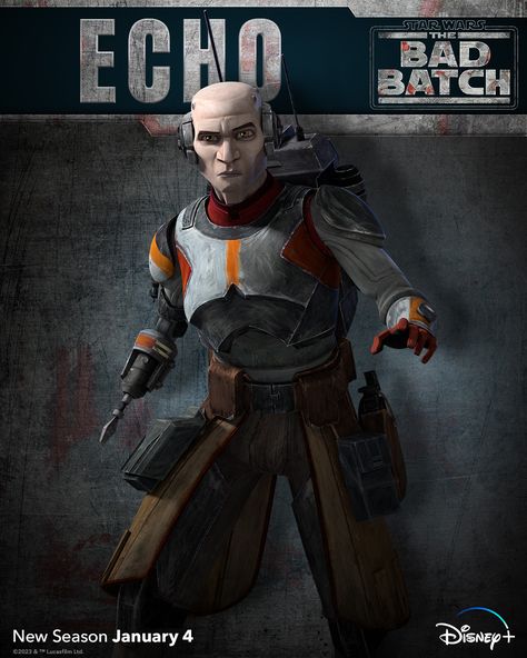 Star Wars: The Bad Batch on Twitter: "Check out the new poster for Echo. Season 2 of Star Wars: #TheBadBatch is streaming January 4 only on @DisneyPlus. https://t.co/8Z2Gpdl20j" / Twitter Star Wars The Bad Batch Season 2, Echo Bad Batch Season 2, Echo Bad Batch Fanart, Echo The Bad Batch, The Bad Batch Echo, Bad Batch Echo, The Bad Batch Season 2, Fanart Inspiration, Star Wars The Bad Batch