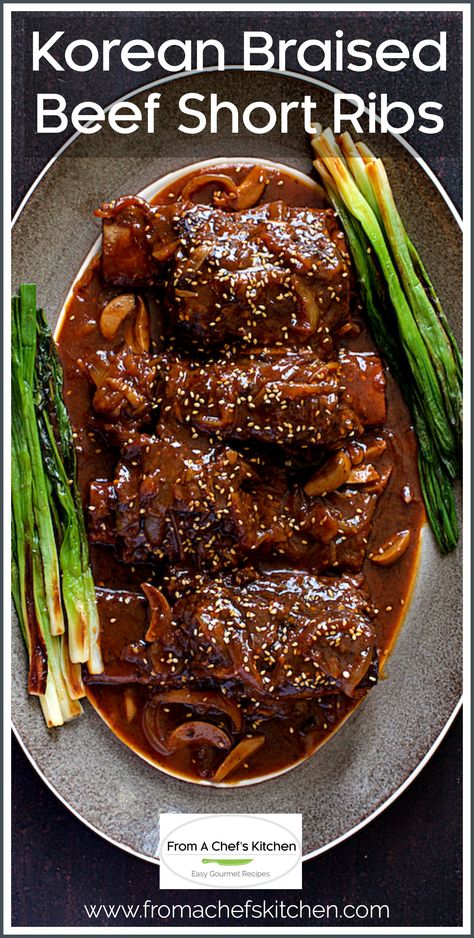 Korean Beef Recipe Instant Pot, Braising Beef Short Ribs, Beef Short Ribs Meal Ideas, Shirt Ribs Recipe Braised Beef, Korean Beef Short Ribs Instant Pot, Bbq Braised Beef Short Ribs, Roasted Beef Short Ribs, How To Cook Korean Short Ribs, Sweet And Sour Beef Short Ribs