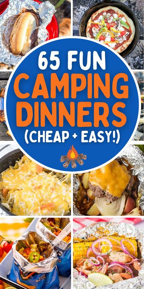 easy campfire dinners camping meals Essen, Camping Meals Easy Dinner, Dinner Ideas For Camping Easy Meals, Fun Camping Dinners, Trailer Dinner Ideas, Dinner For Camping Ideas, Camping Easy Food Ideas, Fun Camping Recipes, Budget Camping Meals