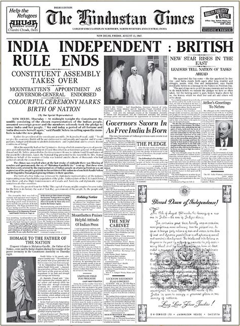 India 15 August, 1947 India, 15 August 1947, Freedom Fighters Of India, India Quotes, Ancient Indian History, Happy Independence Day India, Independence Day Special, Independent Day