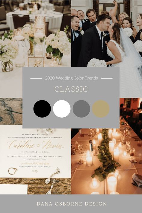 Classic Black White Wedding Color Trend 2020. Black and white wedding colors. #weddingcolortrends #weddingcolors #weddingplanning #weddingplanningtips White Color Scheme Wedding, Wedding Color Palette Classic, Classic Wedding Scheme, Black White Champagne Wedding Color Schemes, Black And White Wedding Color Schemes, Classic Wedding Black And White, Wedding Color Schemes Classic, Classic Elegant Wedding Color Palette, Champagne Black Wedding