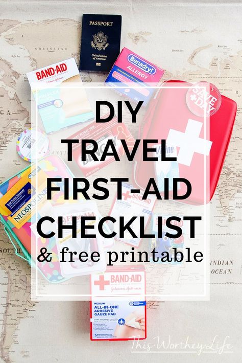 Travel Medicine Kit, First Aid Kit Travel, First Aid Kit Checklist, Basic First Aid Kit, Diy First Aid Kit, Medicine Kit, Cruise Packing Tips, Mini First Aid Kit, Emergency Binder