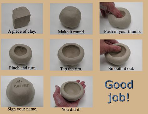 http://minimatisse.blogspot.com  Mini Matisse: Thanks for sharing your ideas! Image created by Bill Hammer Clay Pinch Pots, Clay Projects For Kids, Diy Keramik, Ceramic Pinch Pots, Clay Lesson, Clay Slip, Kids Clay, Pinch Pot, Kids Pottery