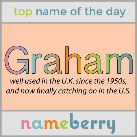 Warm, friendly Graham has climbed more than 200 places in a decade in the U.S.. Graham Name Meaning, Graham Name, Baby Name Meaning, Popular Baby Names, Cool Baby Names, Baby Names And Meanings, Unique Baby Names, Name Meaning, Stylish Baby