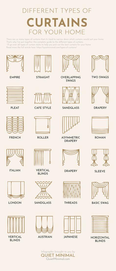 Types Of Curtains Style, Curtain Designs For Bedroom, Interior Design Basics, Curtains Style, Curtain Styles, Plain Curtains, Astuces Diy, Interior Design Guide, Stylish Curtains