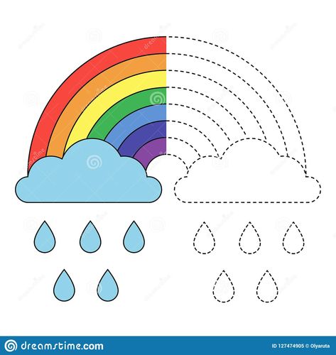 Worksheet For Preschool, Preschool Activities Printable, Kids Worksheets Preschool, Free Preschool Worksheets, Rainbow Clouds, Preschool Activities Toddler, Kindergarten Learning Activities, Kids Illustration, Preschool Art Activities