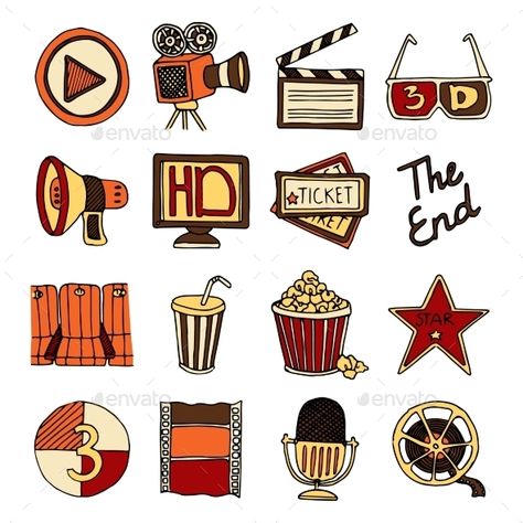 Vintage cinema filmmaking studio and movie theater color icons set with tape bobbin abstract isolated vector illustration. Editabl Movie Icon, Vintage Cinema, Color Icons, Vintage Icons, Journal Doodles, Diy Vintage, Iconic Movies, Planner Bullet Journal, Vintage Movies