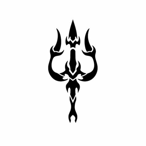 Trident symbol logo tribal tattoo design... | Premium Vector #Freepik #vector #trident #poseidon #logo-concept #ocean-logo Neptune Trident, Trident Symbol, Tattoo Design Stencil, Trident Tattoo, Nautical Logo, Trident Logo, Pencak Silat, Sports Logo Design, Monochrome Prints