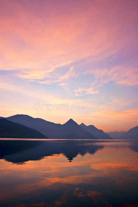 Mountain Sunrise. Beautiful sunrise over mountains, reflected on lake. Central S , #spon, #Beautiful, #sunrise, #Mountain, #Sunrise, #mountains #ad Sunrise Reference, Beautiful Sunset Mountains, Sunrise Photoshoot Ideas, Mountain Sunrise Painting, Mountains At Sunset, Sunrise Mountain Painting, Mountain With Sunrise, Sunset From Mountain, Sunrise Photography Nature