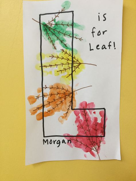 L is for leaf handprint art Mixing Colors Handprint, L Is For Handprint Craft, L Handprint Craft, L Is For Leaf Preschool, Leaf Crafts For Infants, Letter L Projects For Preschool, Leaf Art For Infants, L Is For Leaf Craft, Letter L Handprint Craft