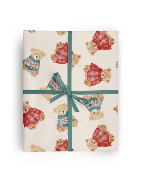 Christmas Teddy Bears in Watercolor Plaid Sweaters Wrapping Paper, Kids Christmas Gift Wrap for Special Occasions - Etsy Themed Wrapping Paper Christmas Gifts, Vintage Christmas Present Wrapping, Gift Wrapping Christmas Ideas, Wrapping Paper Christmas Ideas, Christmas Wrapping Ideas Elegant, Aesthetic Christmas Wrapping Paper, Gift Wrapping Themes, Christmas Wrapping Paper Aesthetic, Birthday Gift Wrapping Ideas