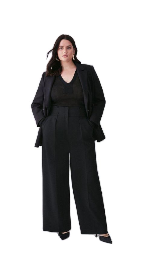 Plus Size Formal Attire, Formal Wear Plus Size Women, C Suite Style Women, Plus Size Formal Wear Work, All Black Outfit Plus Size, Corporate Plus Size, All Black Professional Outfits, Black Formal Outfit, Social Worker Outfits