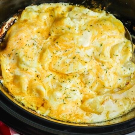 Crockpot Au Gratin Potatoes - Bake Me Some Sugar Cheesy Scalloped Potatoes Recipe Crockpot, Crockpot Cheesy Au Gratin Potatoes, Crockpot Augratin Potatoes And Ham, Potato Au Gratin Crock Pot, Augratin Potatos Best Crockpot, Crock Pot Augratin Potatoes, Crockpot Augratin Potatoes Crock Pot, Crockpot Potatoes Au Gratin, Slow Cooker Au Gratin Potatoes