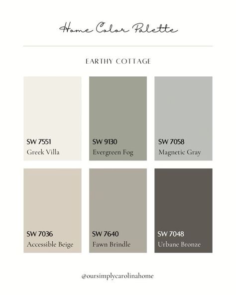 Earthy Color Palette Kitchen, Colour Knowledge, Earthy Cottage, Farmhouse Color Palette, Manchester House, Home Color Palette, Paint Themes, Beach Estate, House Color Palettes