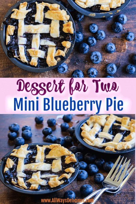 Pies For Two, Mini Blueberry Pie, Blueberry Tarts, Mini Blueberry Pies, Blueberry Pies, Chocolate Covered Strawberry Cheesecake, Strawberry Cheesecake Bites, Batch Recipes, Sweet Easy