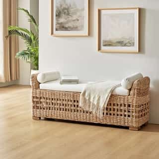 Bed Bath & Beyond | The Best Deals Online: Furniture, Bedding, Rugs, Kitchen Essentials & More Benches With Baskets Underneath, Rattan Bench With Storage, Boho Benches For Bedroom, Wicker Bench Entryway, Wood Bedroom Bench, Rattan Bench Entryway, End Of Bed Bench Storage, Boho Storage Bench, Rattan Storage Bench