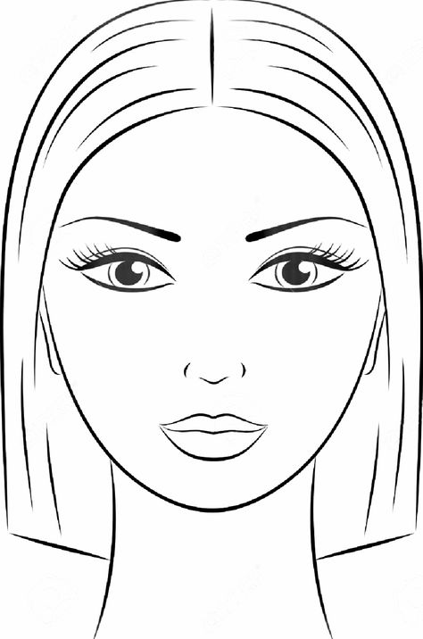 Face Outline, Female Face Drawing, Drawing Hands, Makeup Face Charts, 얼굴 그리기, Face Illustration, Face Chart, Paper Doll Template, Drawing Faces