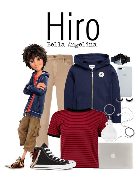 "Hiro // Big Hero 6" by bellaangelina ❤ liked on Polyvore featuring ETUÃ, AG Adriano Goldschmied, Tucano, Converse, Boohoo and Hot Topic