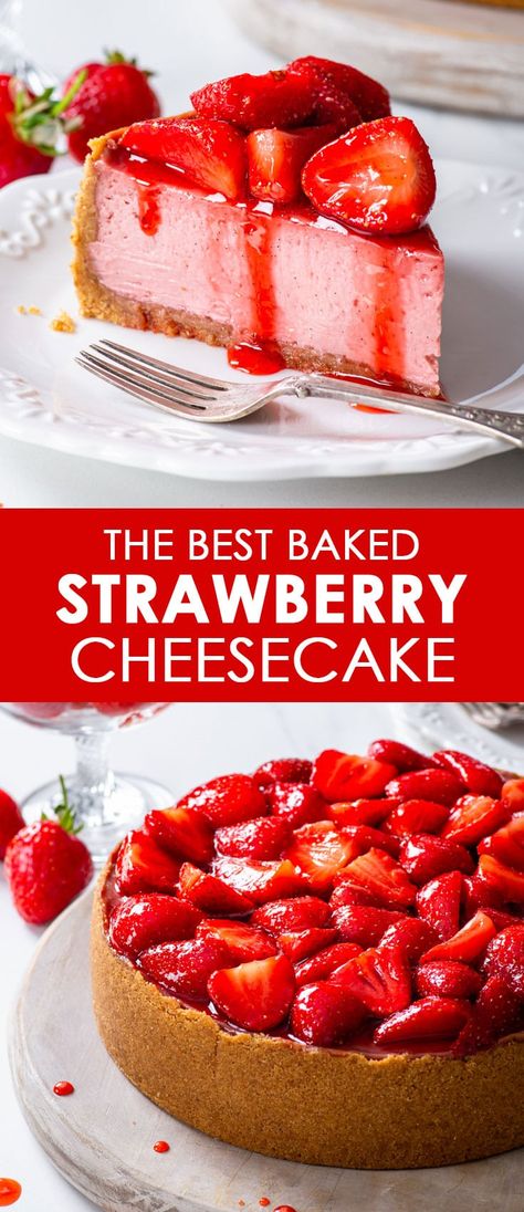 6 Inch Strawberry Cheesecake Recipe, Straw Berry Cheesecake Recipes, Valentine Cheesecake Recipes, Strawberry Cheesecake Recipe Baked, Fresh Strawberry Cheesecake Recipe, Strawberry Cheesecake Taco Recipe, Small Strawberry Cheesecake, Diy Strawberry Cheesecake, Strawberry And Cream Cheesecake