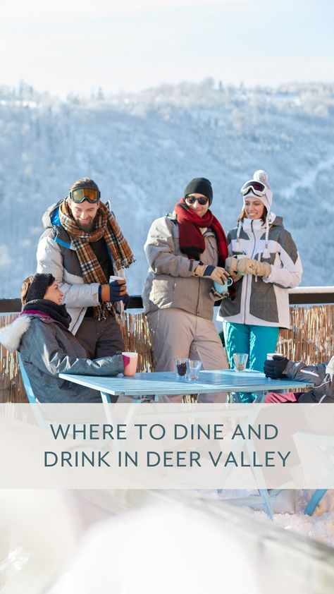 No matter who you are, when you come to Deer Valley, Utah, you better come hungry. Read our guide to this mountain town's dining hotspots. Utah Restaurants, Deer Valley Utah, Strong Cocktails, Mountain Getaway, Deer Valley, Mountain Travel, Eat And Drink, Mountain Town, Top Restaurants