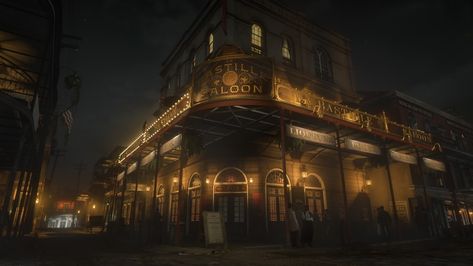 Saint Denis Saloon Annesburg Rdr2, Rdr2 Buildings, Rdr2 Saint Denis Aesthetic, Saint Denis Rdr2, Saloon Aesthetic, Rdr2 Scenery, Western Saloon, St Denis, Western Town