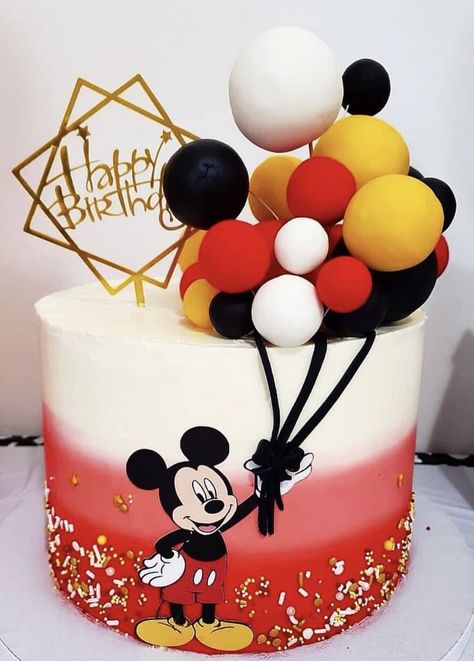 Tort Mickey Mouse, Tarta Mickey Mouse, Mickey Mouse Cake Decorations, Baby Mickey Mouse Cake, Bolo Do Mickey Mouse, Michey Mouse, Mickey Birthday Cakes, Mouse Birthday Cake, Mickey 1st Birthdays