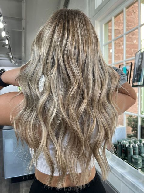 Brown Lowlights Blonde Hair, Low Light In Blonde Hair, Brown With A Lot Of Blonde Highlights, Hair Inspo Color Dirty Blonde, Ivey Blonde Highlights, Brunette With A Lot Of Blonde Highlights, Highlight And Lowlights For Blonde Hair, Brunette Highlights On Blonde Hair, Sunkissed Blonde Hair Balayage