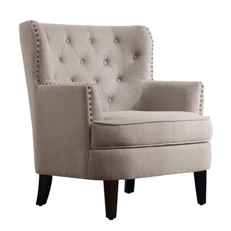 Laurel Foundry Modern Farmhouse Ivo Wingback Chair & Reviews | Wayfair Small Accent Chair, Tufted Accent Chair, Comfy Living Room, Small Accent Chairs, Wingback Armchair, Swivel Barrel Chair, Grey Upholstery, Accent Arm Chairs, Modern Lounge