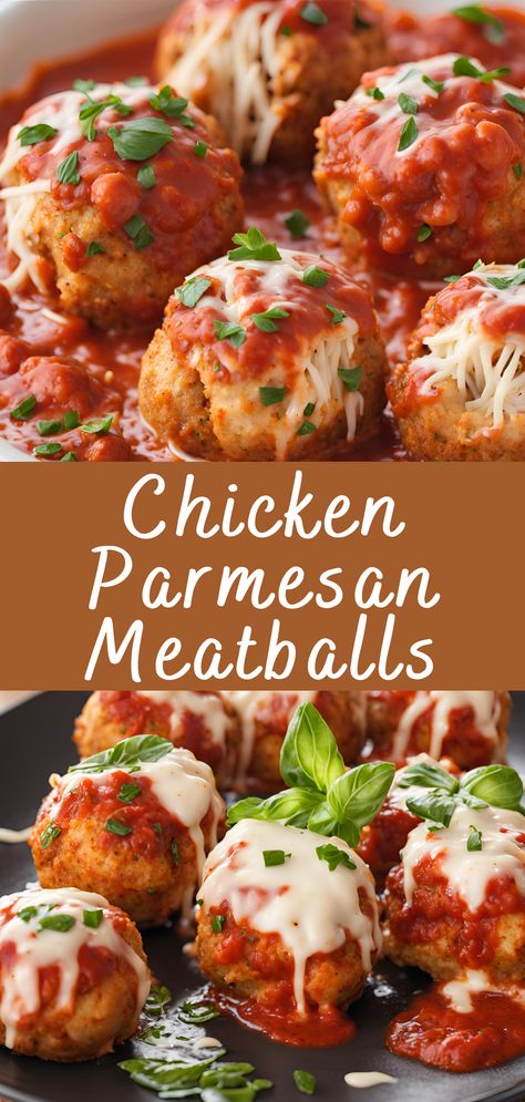 Chicken Parmesan Meatballs Recipe | Cheff Recipes Meatball Quick Meals, Healthy Meals Meatballs, Convenience Food Recipes, Easy Italian Recipes Healthy, Chicken Meatball Parmesan Bake, Meatball Main Dish Recipes, Chicken Parm Meatballs Healthy, Meals With Chicken Meatballs, Ground Chicken Parmesan Meatballs