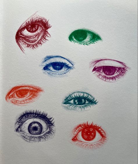 Eye Sketch Color Pencil, Drawing Inspo Colored Pencil Easy, Colored Pencil Beginner, Colored Eye Drawing, Easy Coloured Pencil Drawings, Realistic Colored Pencil Drawings Easy, Coloured Pencil Drawings Easy, Pencil Color Drawing For Beginners, Beginner Colored Pencil Drawing Ideas