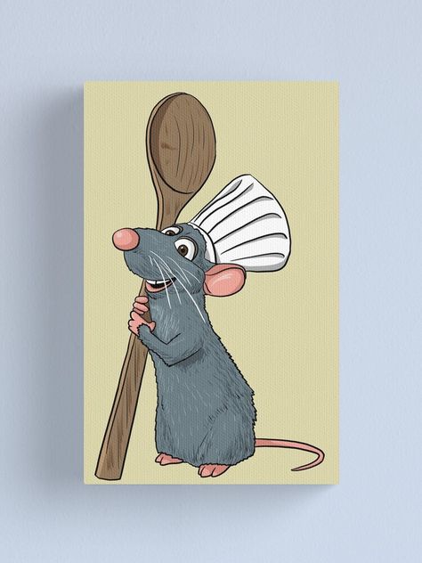 Ratatouille Sketch Drawings, Ratatouille Disney Painting, Cute Painting Ideas Disney, Ratatouille Painting Canvas, Simple Disney Paintings On Canvas, Ratatouille Painting Easy, Cartoon Collage Painting, Disney Characters Paintings, Disney Acrylic Painting Easy