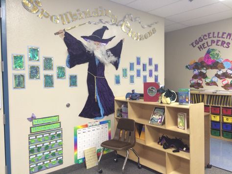 Magic and fantasy theme classroom. Magic Theme Classroom Ideas, Classroom Fantasy Art, Fantasy Classroom Theme, Fantasy Classroom Decor, Magic Classroom Fantasy Art, Magic Theme Classroom, Fantasy Classroom, Magic Classroom, Book Castle