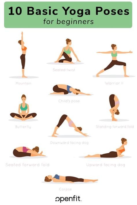 If you're new to yoga, there are plenty of simple postures you can do. Here are 10 basic yoga poses that any beginner could accomplish. #beginneryoga #yogaposes #fitness #openfit Learn Yoga Poses, Yoga Routine For Beginners, Beginner Yoga Workout, Basic Yoga Poses, Poses For Beginners, Beginner Yoga, Easy Yoga Poses, Yoga Posen, Yoga Moves