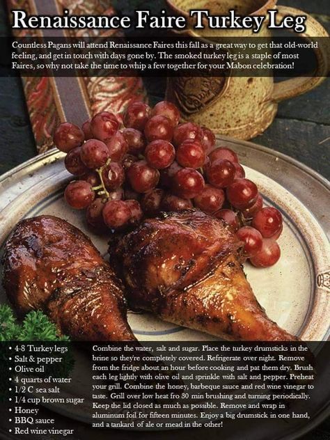 Castles Medieval, Hobbit Food, Turkey Leg Recipes, Viking Food, Medieval Recipes, Kitchen Witch Recipes, Turkey Leg, Ancient Recipes, Princess Theme