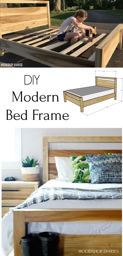 Full Size Wooden Bed Frame Diy, Organic Modern Decor Bedroom Bed Frames, Diy King Size Bed Frame Plans Platform, Diy Cane Bed Frame, King Bed Frame Diy Plans, Bedframe Ideas Diy, Diy Full Size Bed, King Bed Frame Ideas, Diy King Size Bed Frame