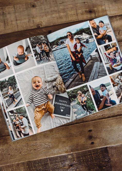 Photo Album Collage Ideas, Digital Photo Album Ideas Layout, First Year Photo Book, Yearly Photo Books, Photobook Layout Ideas, Photo Book Layout Ideas, Baby Photo Album Ideas, Family Photo Album Ideas, Photo Book Idea