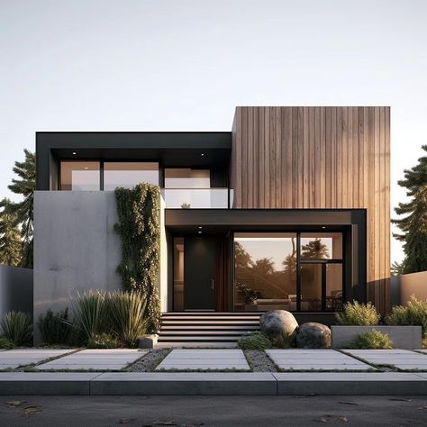 Architecture Design Home Styles Exterior, Contemporary House Exterior, Modern House Facades, Modern Exterior House Designs, Design Exterior, Modern Architecture House, Sims House, House Architecture Design, Dream House Exterior