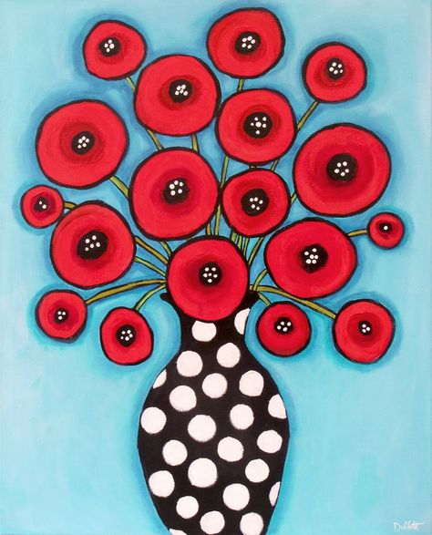 Pin by silvia guccione on art | Folk art flowers, Flower art, Floral art Folk Art Painting Whimsical, 자작나무 그림, Folk Art Flowers, Soyut Sanat Tabloları, 수채화 그림, Whimsical Art, Red Poppies, Abstract Flowers, Abstract Art Painting