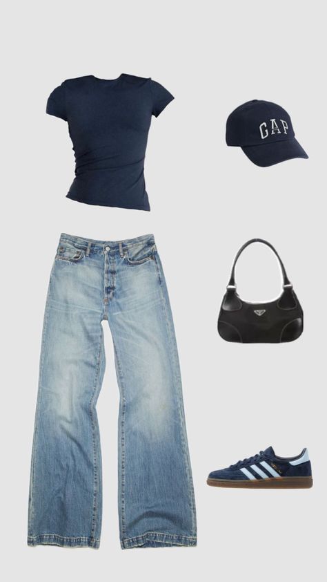 Don’t Know What To Wear Outfit, Old Money Outfits Women Casual, Cute Outfits 2024, Navy Outfit Ideas, Basic Style Outfits, Outfit Inspo Jeans, Navy Blue Fits, Navy Outfits, Clothing Basics